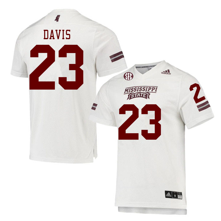 Men #23 Seth Davis Mississippi State Bulldogs College Football Jerseys Stitched Sale-White